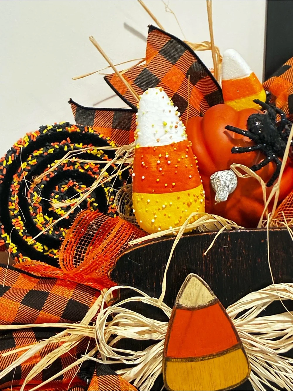 Halloween 'Trick or Treat' Orange & Black Decorative Wreath 28x24